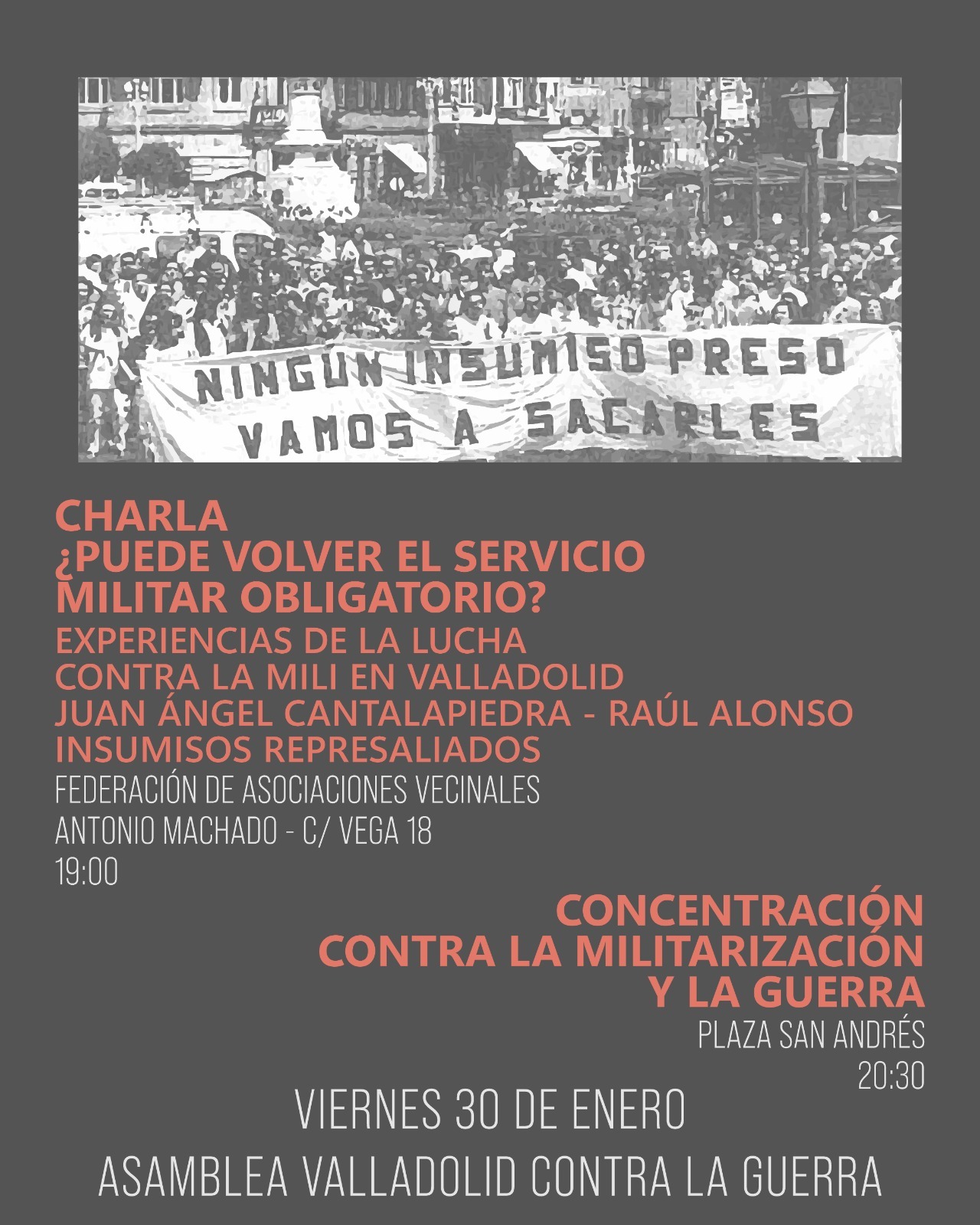 CHARLA – ¿PUEDE VOLVER EL SERVICIO MILITAR OBLIGATORIO? – 30 de enero – 19h